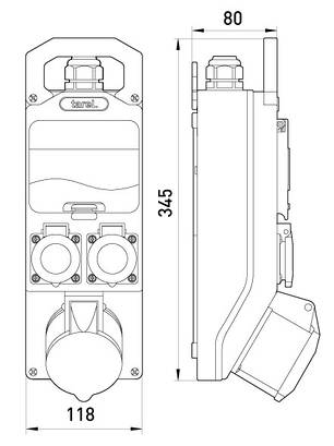 Монтажний набір - вікно 5мод. 32А 3Р+Z 400V 2x16A 2P+Z 250V, фото 3