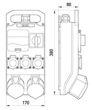 Монтажний набір - вікно 4 мод, вим. 0-1, 32А 3P+N+Z 400V, 16A 3P+N+Z 400V, 3x16A 2P+Z 250V, фото 3