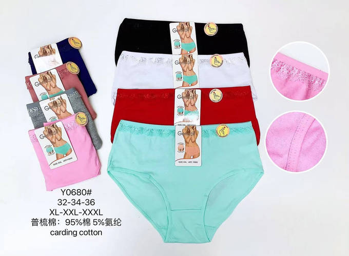 Купить Женские батальные трусы хлопок "Однотонные хлопок 95% с кружевом ...