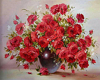 Набор Алмазная мозаика вышивка Букет красных роз роза в вазе на подрамнике полная 5d 30х40