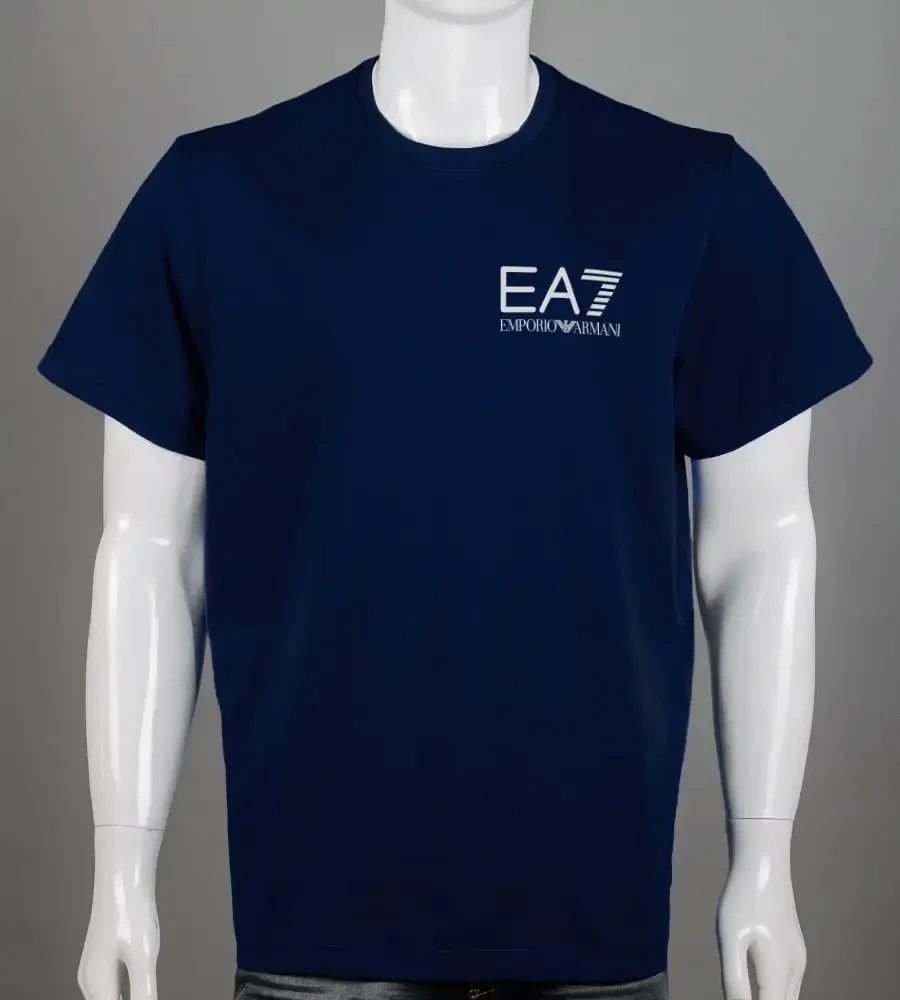 Футболка 100% Х/Б EA7 Armani 4155б (Уп.4шт 3XL,4XL), Темно-синій