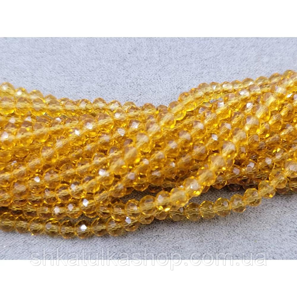 Намистини кришталеві рондель 4х3мм, медовий, фото 1