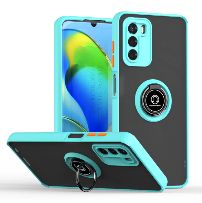 TPU чохол накладка Matte Ring Magnit для ZTE Blade V40 Vita блакитний