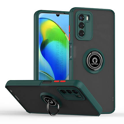 TPU чохол накладка Matte Ring Magnit для ZTE Blade A72 темно-зелений, фото 1