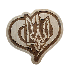 Магніт на холодильник "Тризуб-серце". Дерев'яний магніт.