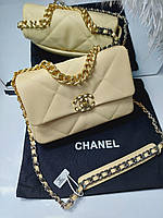 Сумка женская кожаная бежевая Chanel сумка бежевая шанель мягкая кожа 26 см