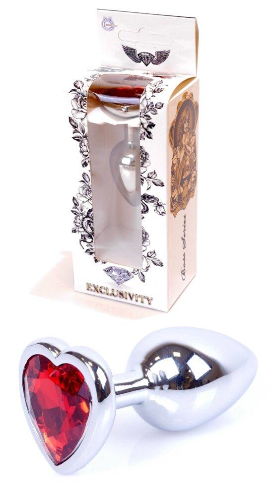 Серія Anal Plug Boss - ювелірні вироби Silver Heart Plug Red S, BS6400046, фото 1