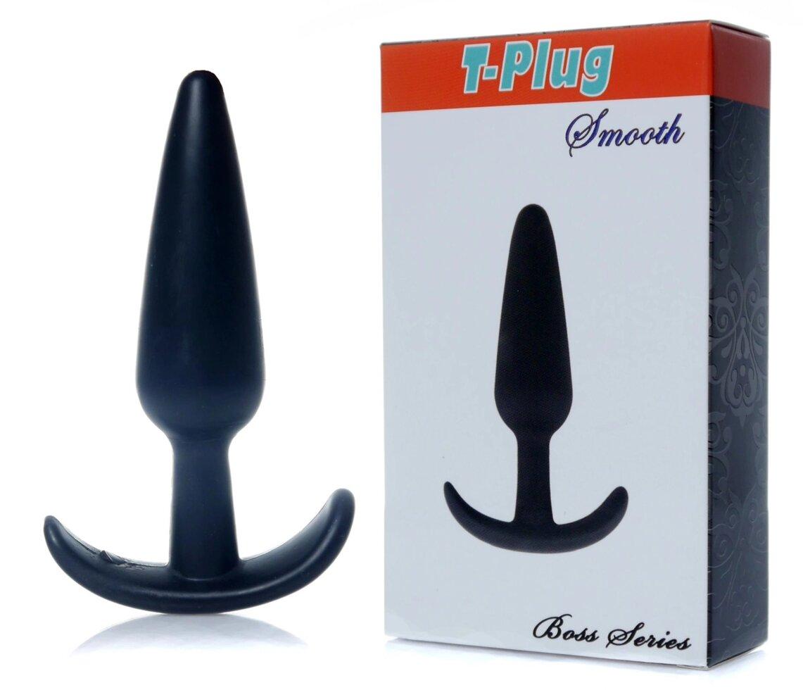 Силіконова анальна пробка якір Boss Series - T Plug Smooth Black, BS6700065