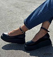 Туфли Khanna на платформе натуральная кожа черного цвета