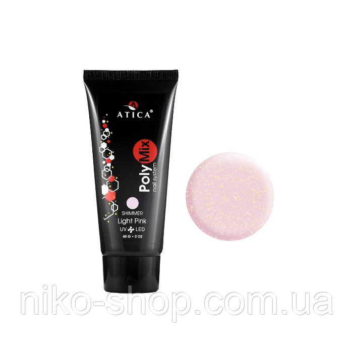 Полігель ( акрігель) Polymix з шиммером Light Pink 60 г, фото 1