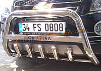 Защита переднего бампера кенгурятник низкий с надписью D60 на Chevrolet Captiva 2006-2011
