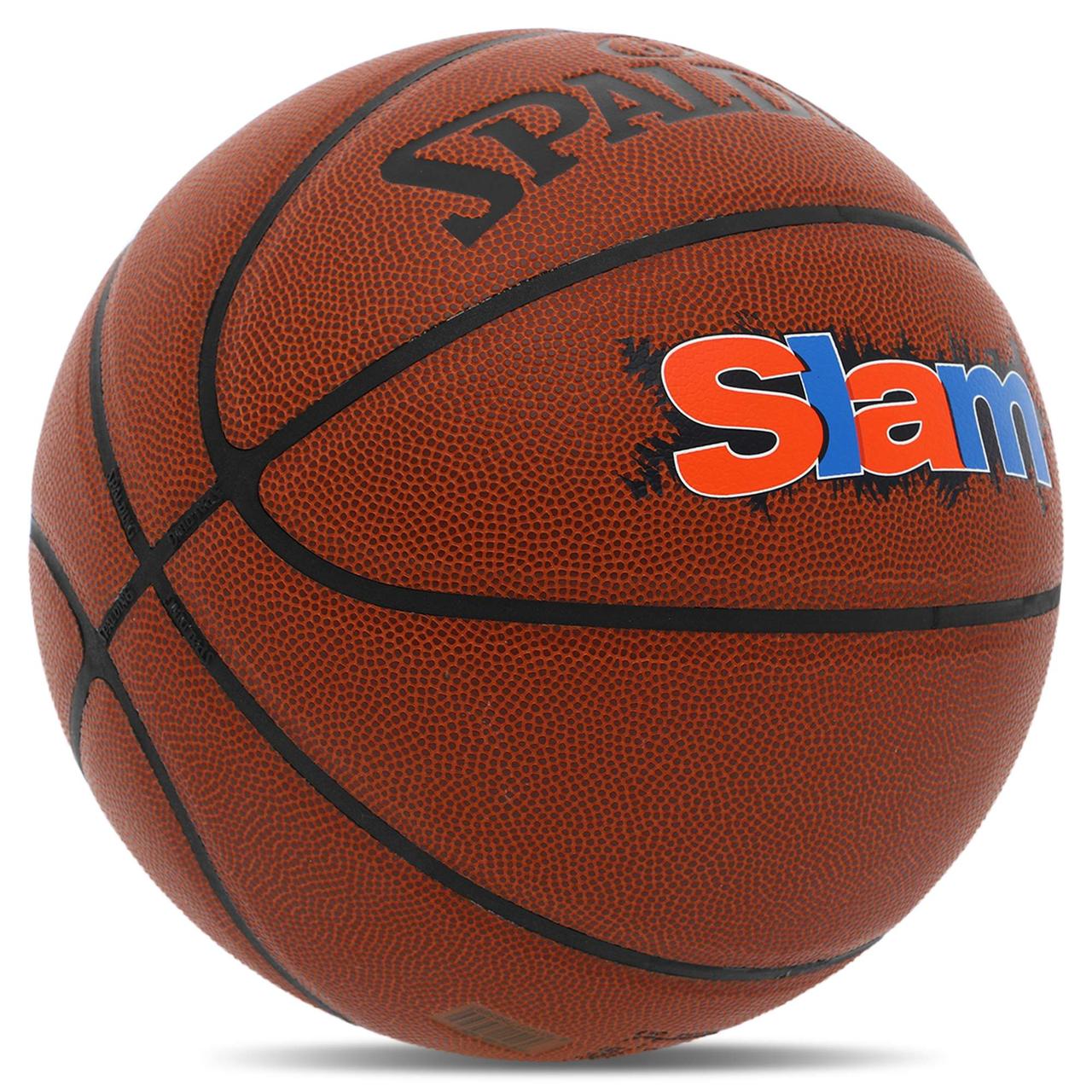 Мяч баскетбольный PU SPALDING SLAM 76886Y №7 коричневый - фото 2 - id-p1899291943