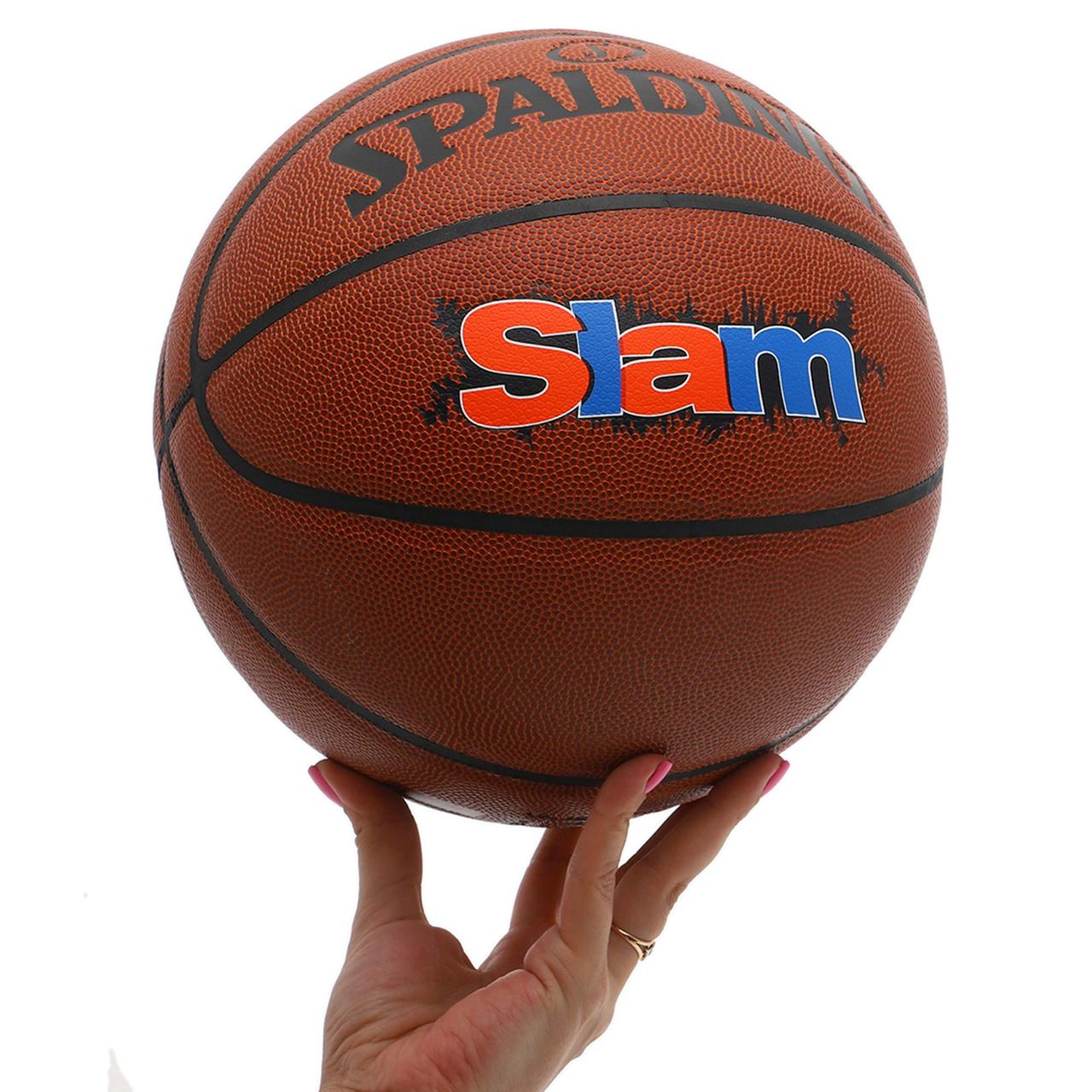 Мяч баскетбольный PU SPALDING SLAM 76886Y №7 коричневый - фото 5 - id-p1899291943