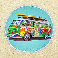 Пляжний рушник килимок покривало Мікроавтобуса підстилка мікрофібра махра круглі рушники 150 см з бахромою