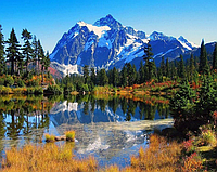 Набір Алмазна мозаїка вишивка Кришталеве озеро Снігові гори на підрамнику повна 5d 30х40