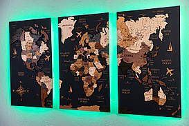 Дерев'яна карта світу з трьох частин левітаційна