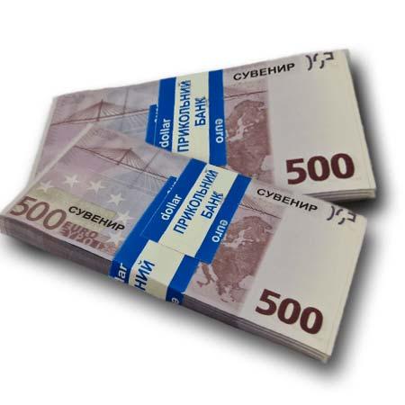 Бутафорські сувенірні гроші 500 Євро, 80 штук подарункові сувенірні купюри, квиток банку приколів