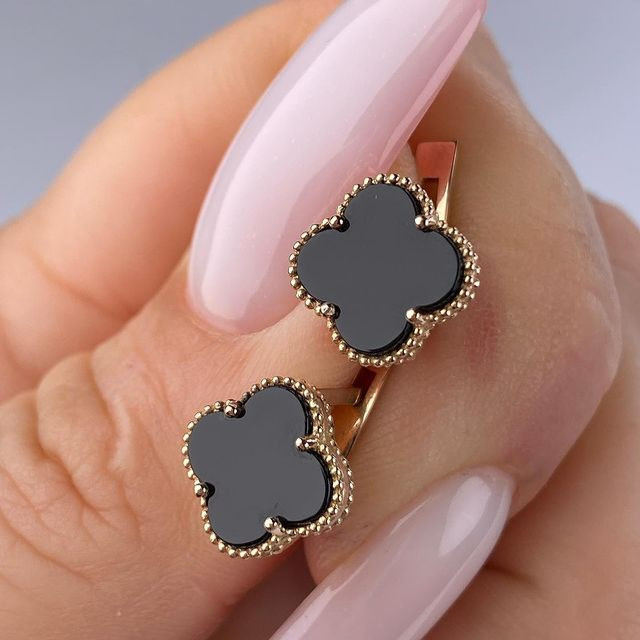 Срібні сережки в позолоті Конюшина 11 мм