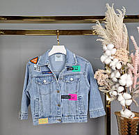 Куртка джинсовая детская на пуговицах на девочку 110-134 см "DFK" купить оптом в Одессе на 7 км