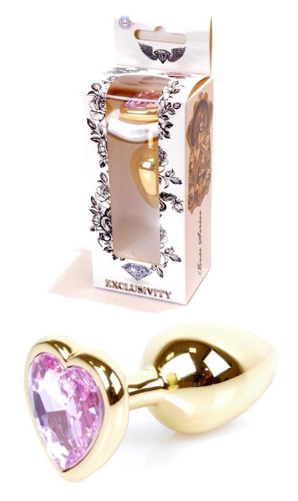 Металева Анальна пробка із кристалом Boss Series - Jewellery Gold Heart PLUG Rose S, 27мм