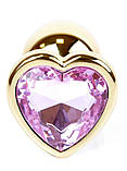 Металева Анальна пробка із кристалом Boss Series - Jewellery Gold Heart PLUG Rose S, 27мм, фото 8