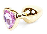 Металева Анальна пробка із кристалом Boss Series - Jewellery Gold Heart PLUG Rose S, 27мм, фото 9