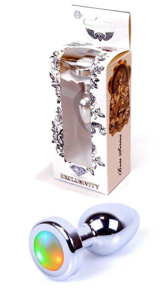 Анальна пробка металева із кристалом Boss Series - Jewellery PLUG Disco Flashlight S, 27мм