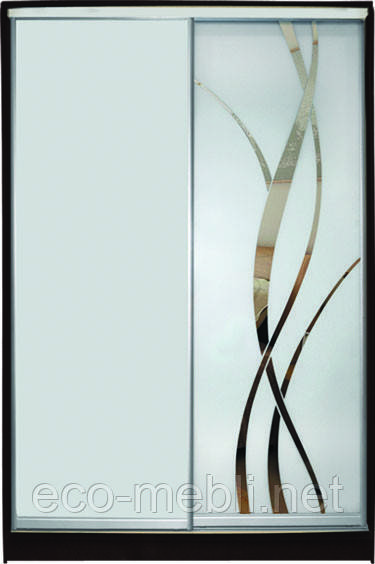 Шафа-купе з фасадом "КЛАСІК 1" 7/8R м/зерк.+м/лиана, фото 1