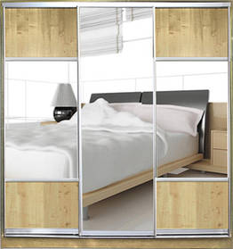 Шафа-купе з фасадом "КЛАСІК 2" 13/6/13 дуб/зерк+зеркало