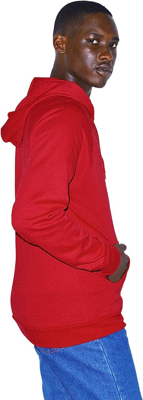 X-Small Red Мужская флисовая худи с длинным рукавом на молнии American Apparel - фото 2 - id-p1899398351