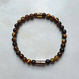 Браслет 100% натуральне тигрове око 6 мм з намитсиною Стрілець розмір 20,5, фото 4