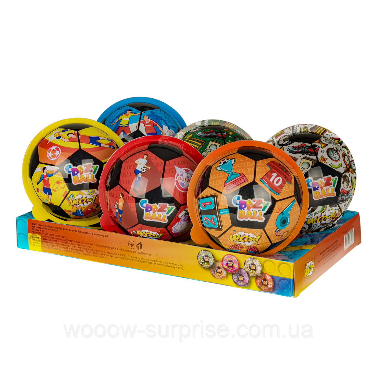 М'яч пластиковий з цукерками та сюрпризом для дівчинки та хлопчика Crazy ball