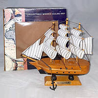 Колекційний дерев'яний корабель, парусний фрегат MayFlower 15,5х15 см, сувенір з дерева
