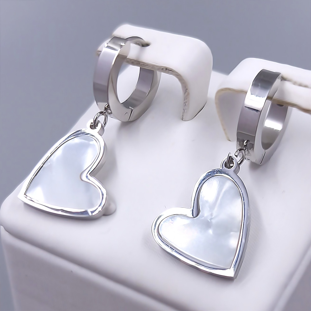 Сережки Stainless Steel. Сталь. Родій. Довжина: 30 мм. Ширина: 14 мм.