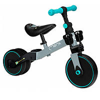 Дитячий біговел-велосипед MoMi LORIS 4в1 grey-turquoise Сірий з бірюзовим
