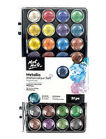 Набір акварельних фарб MONT MARTE Signature Metallic Watercolor Set 36 кольорів+1 пензлик