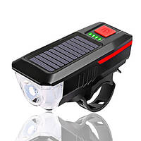Велосипедний ліхтар з сонячною батареєю + дзвінок LY-17 з білим світлом (Передня фара для велосипеда)