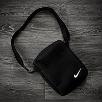 Барсетка мужская Nike через плечо черная | Сумка на плечо спортивная небольшая Найк | Мессенджер тканевый