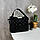 Замшева жіноча чорна сумочка з візерунком, фото 7
