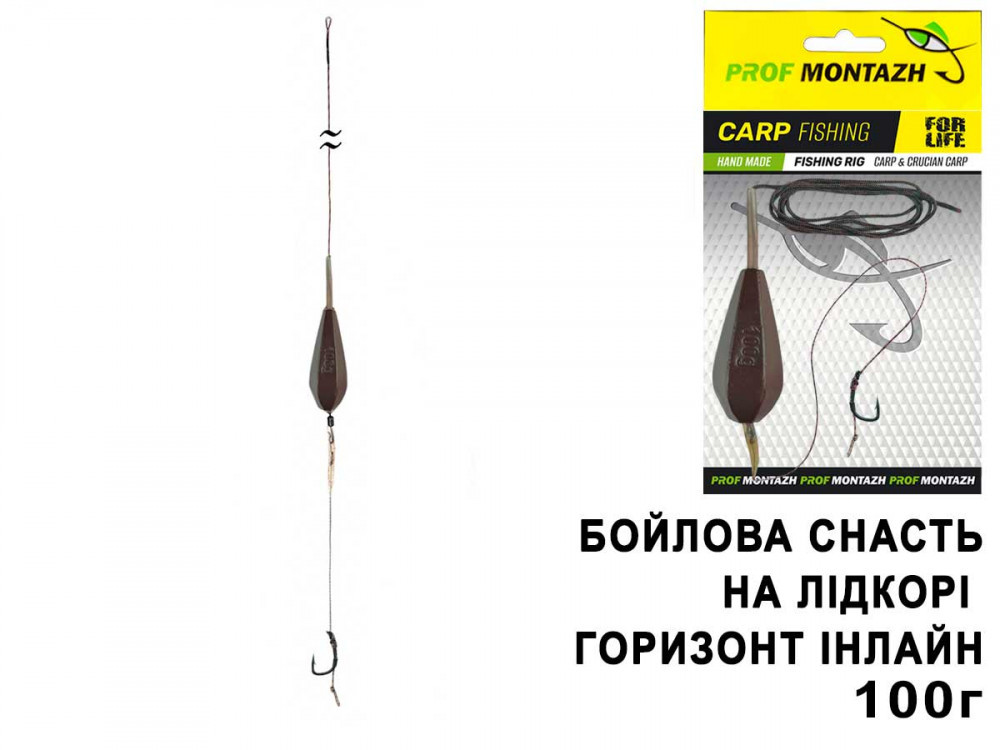 Бойлова снасть на льодкорі горизонт інлайн (бойлова 1 гачок), 100 г, фото 1