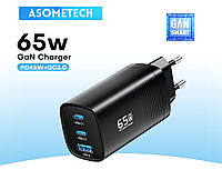 Быстрая зарядка Asometech 65W GaN PD, Quik Charge зарядное устройство