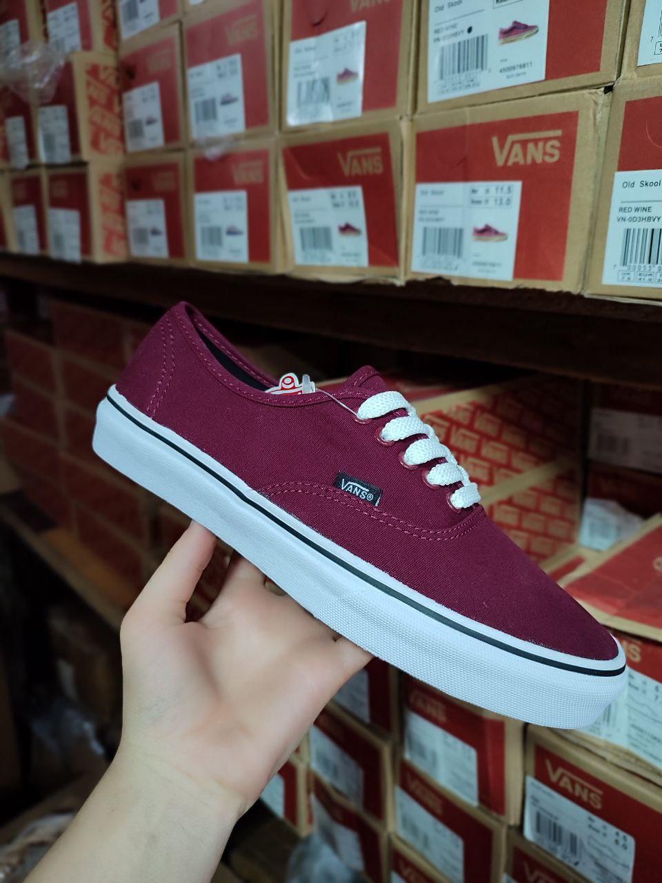 БОРДОВІ Кеди Vans Authentic BORDO / WHITE ванс унісекс 2023