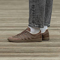 Мужские кроссовки Adidas Samba Dark Brown (коричневые) легкие летние беговые кеды на полиуретане И1411