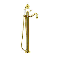 Золотой напольный смеситель для ванны Bugnatese Oxford 6360