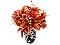 Ветка лилии искусственная оранжевая для декора Цветы для декорирования L 28 cm D 17 cm