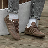 Женские кроссовки Adidas Samba Dark Brown (коричневые) легкие летние беговые кеды на полиуретане И1411