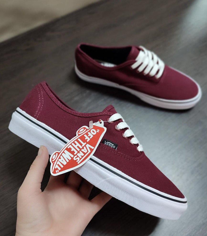 БОРДОВІ Кеди Vans Authentic BORDO / WHITE ванс унісекс 2023