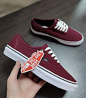 БОРДОВЫЕ Кеды Vans Authentic BORDO / WHITE ванс унисекс 2023