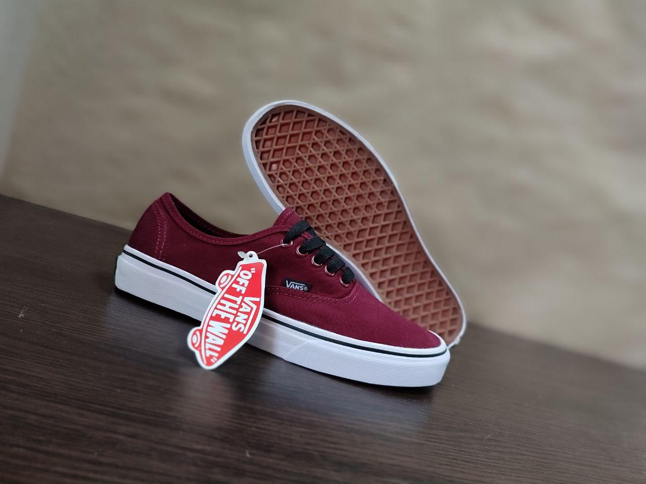 БОРДОВІ Кеди Vans Authentic BORDO / WHITE ванс унісекс 2023