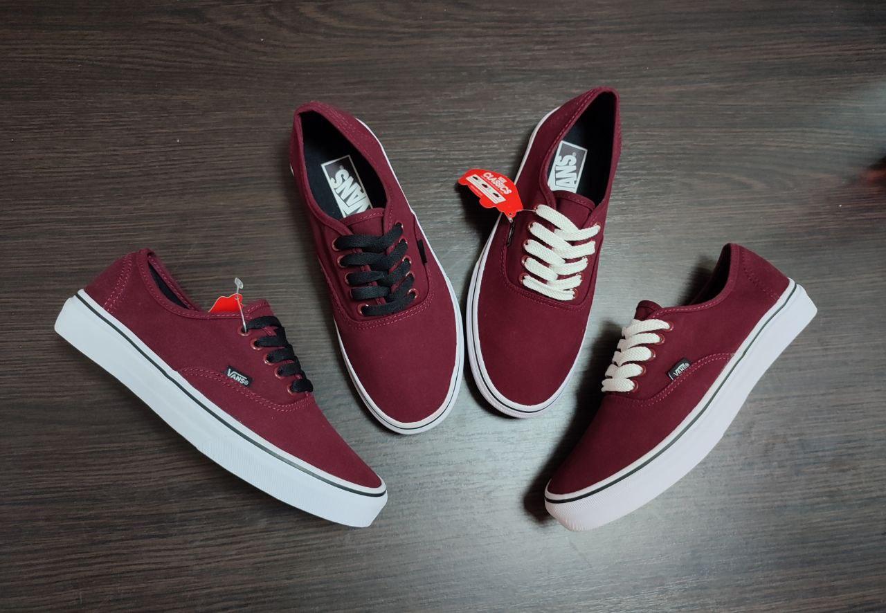 БОРДОВІ Кеди Vans Authentic BORDO / WHITE ванс унісекс 2023